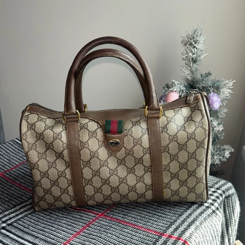 Gucci Brown Monogram Handbag - Picture 1 of 15